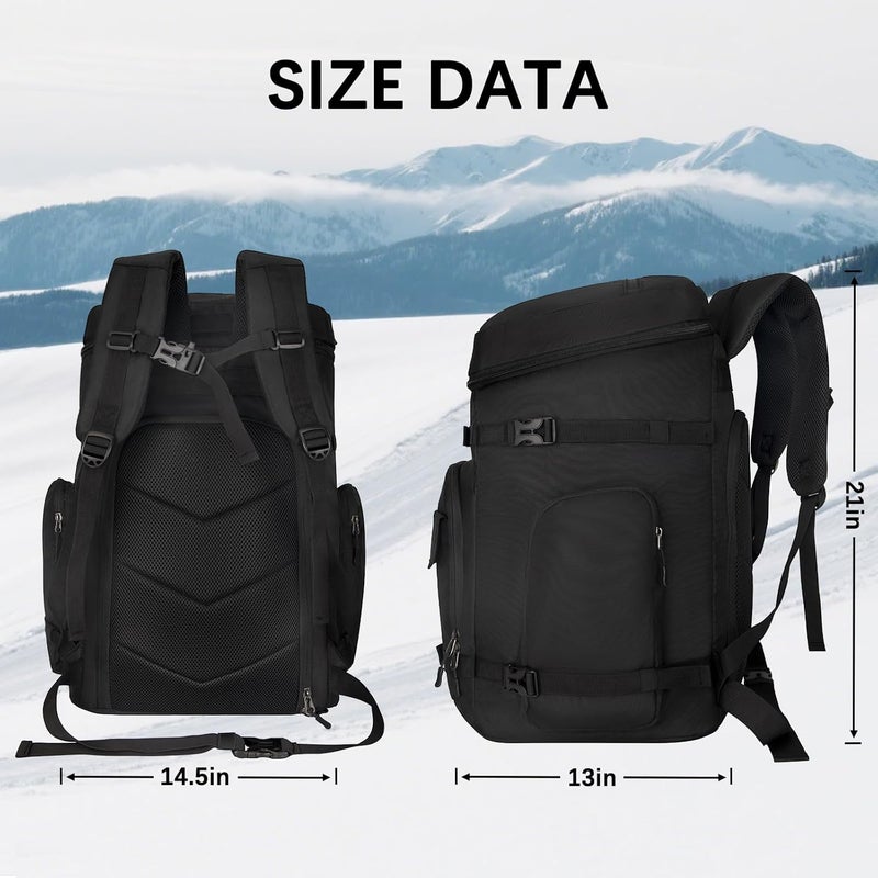Tenfly Ski Boot Bag,65L Snowboard Boot Bag for Air Travel,Padded Ski Bakcpack for Helmet, Goggles, Gloves, Skis - Image 4